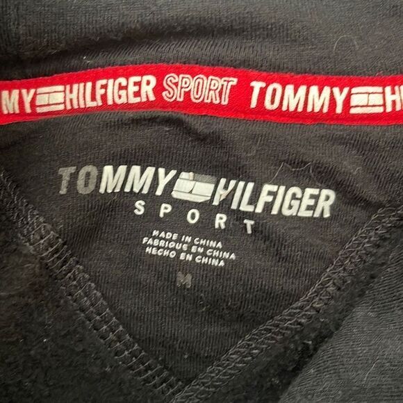 Tommy Hilfiger Women's Sports Hoodie Sweatshirt Kangaroo Pockets Black Medium - Picture 4 of 7